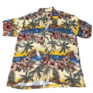 Eighty Eight Hawaiian Shirt Mens XL Multicolor Button Up Travel Sailboat Floral